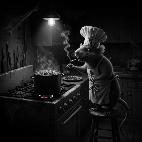 Horror Art: Rat Chef Cooking Beans