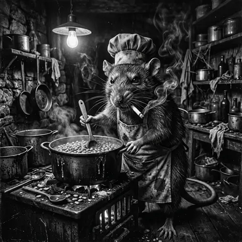 Horror Art: Rat Chef Cooking Beans
