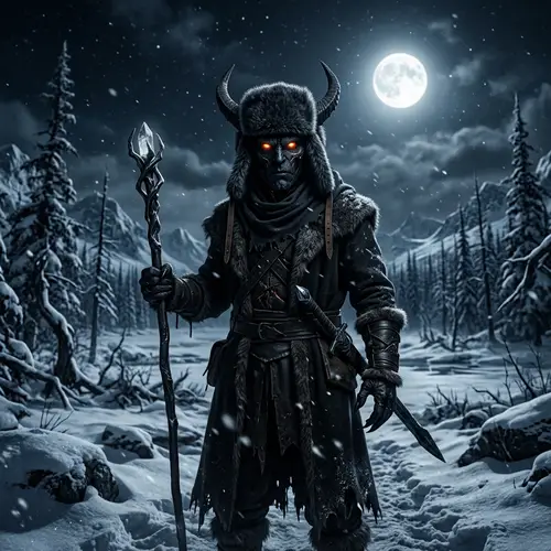Sinister Demon Character in Ushanka Hat - Mystery Unveiled
