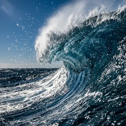 Majestic Deep Ocean Wave | Sapphire Blue Water Wall