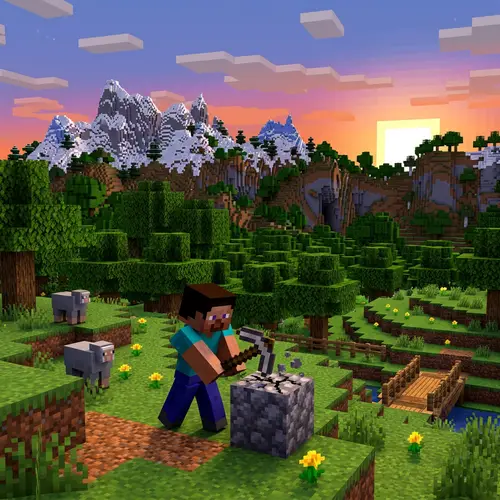 Explore a Minecraft Pixelated World Scene