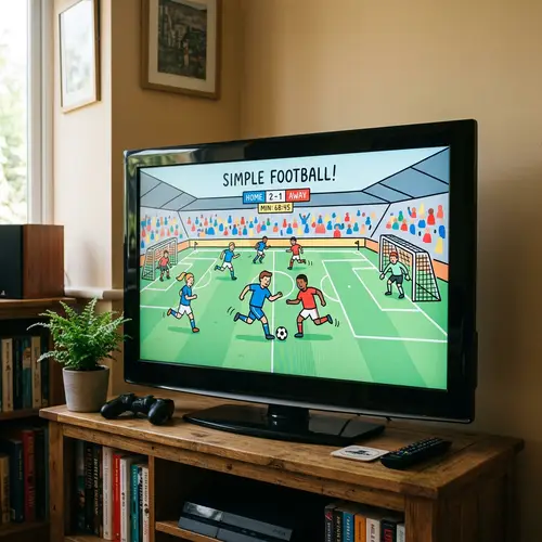 Simple Style Football Match Illustration on Television