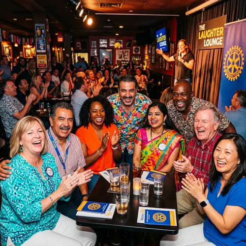 Colorful Rotarians Enjoying Stand-Up Comedy Show