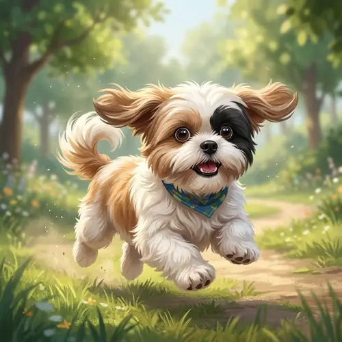 Animated Shih Tzu Dog with Enigmatic Black Spot on Right Eye