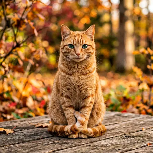 Graceful Cat with Orange Fur and Green Eyes