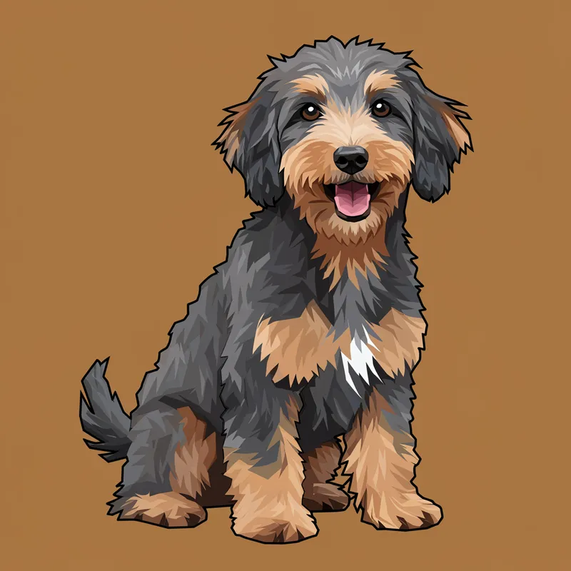 Cubism Ozzidoodle Dog Art - Geometric Shapes