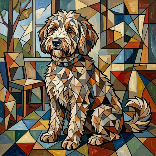 Cubism Ozzidoodle Dog Art - Geometric Shapes