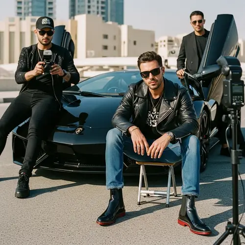 Grunge Analog Photo with Lamborghini in Dubai