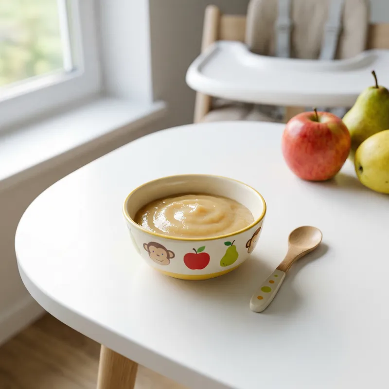 Healthy Children's Fruit Puree in Colorful Bowl
