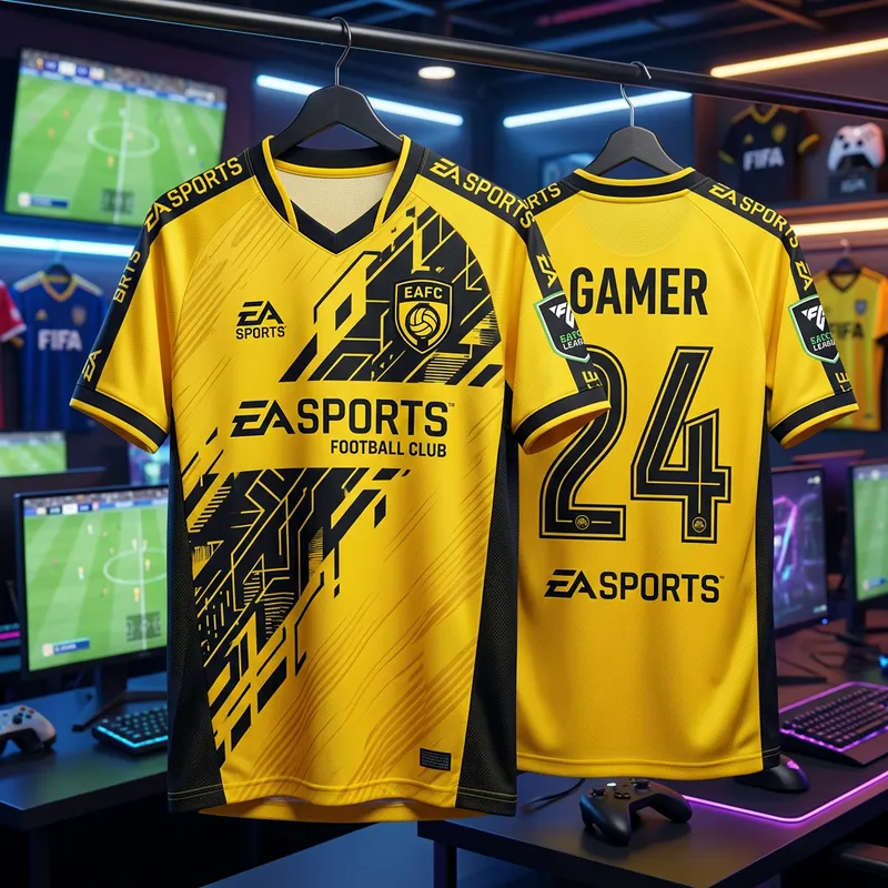Yellow and Black Soccer Jersey Design Inspired by EA Sports