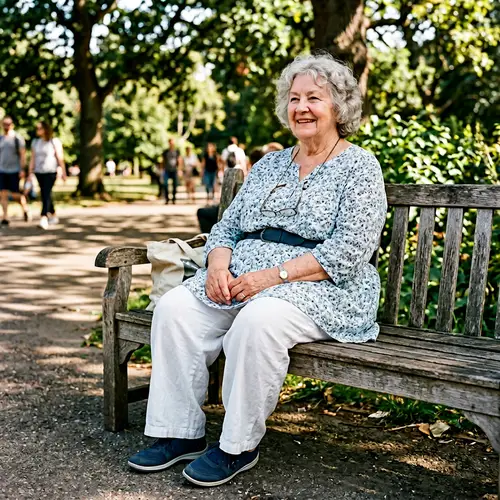 Elderly Woman with 170 cm Waistline | White Pants View