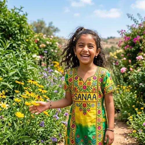 Sanaa: Joyful Middle-Eastern Girl in Vibrant Dress