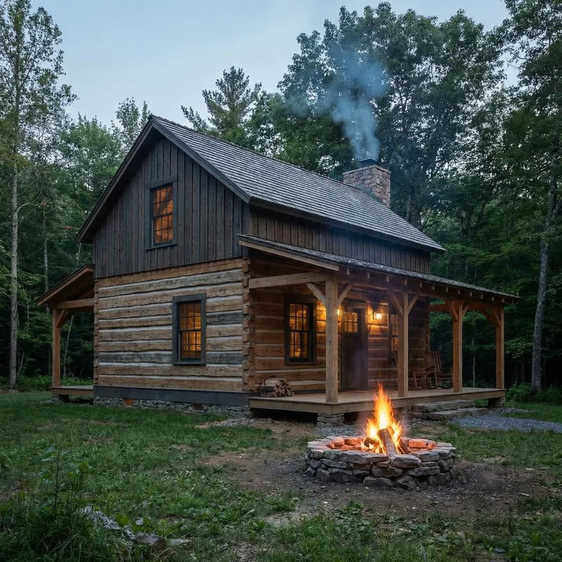 Charming Oak Log House with Campfire Retreat Charming Oak Log House with Campfire Retreat