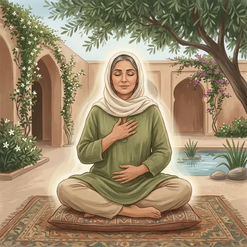 Serene Meditation Illustration: Tranquil Human Figure in Lotus Pose