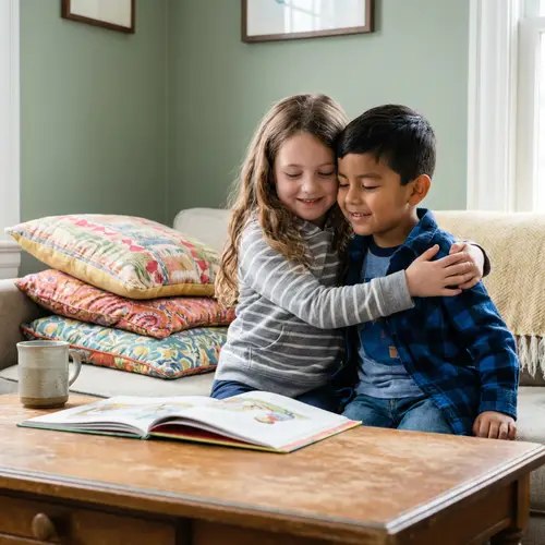 Comforting Embrace of Friendship | Warm Home Scene