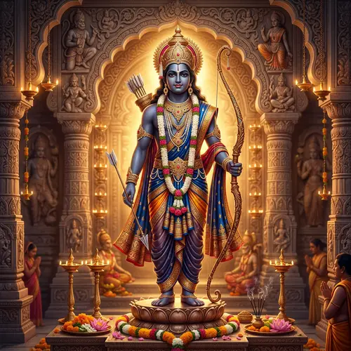 Divine 3D Representation of Lord Ram in Vibrant Attire