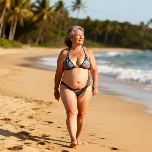 Real Beauty at 55: Confident Beach Woman