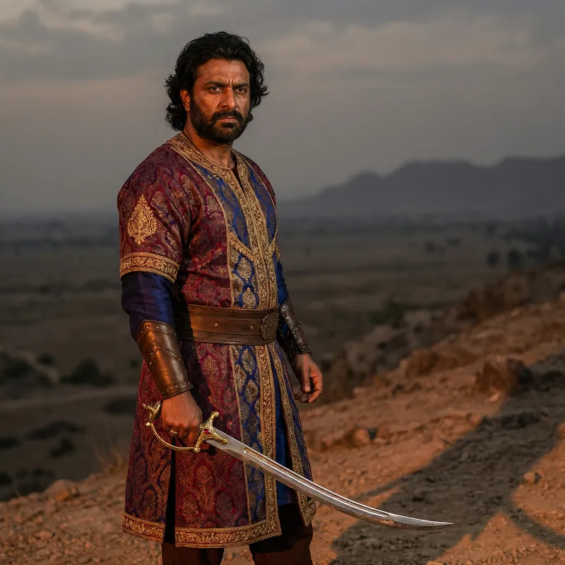 Serious South Asian Warrior with Sword