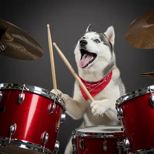 Husky Dog Playing Drums - Fun & Cute Moments