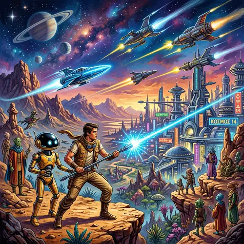 Futuristic Space Chase in Extraterrestrial Landscape