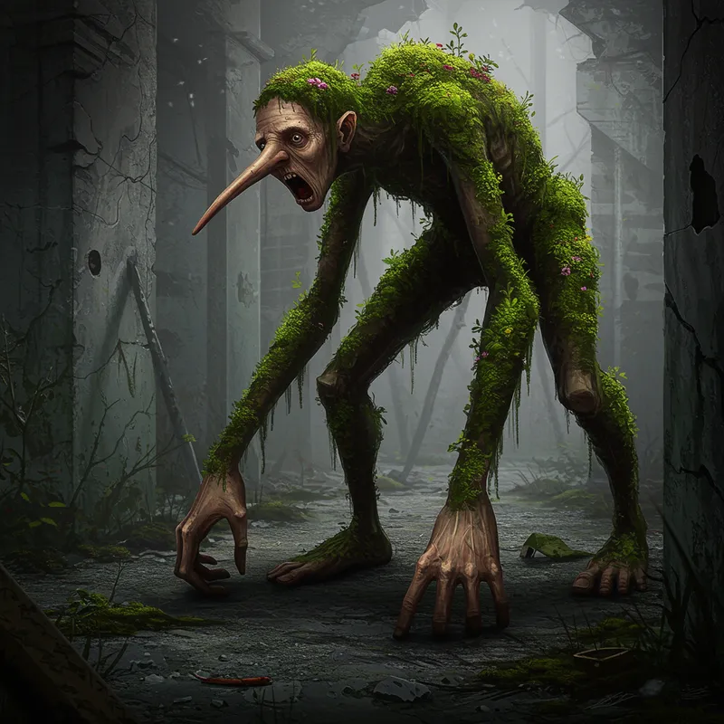 Creepy and Dark Creature in Abandoned Space