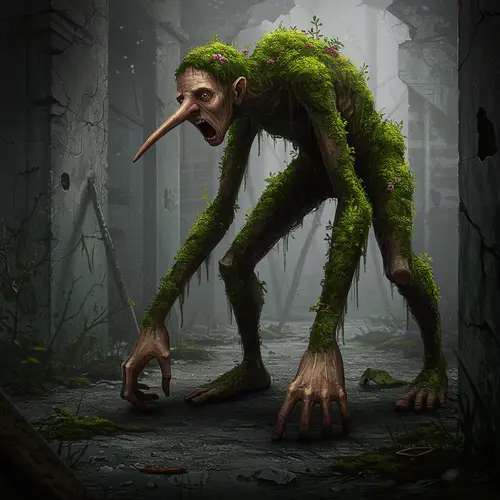 Creepy and Dark Creature in Abandoned Space