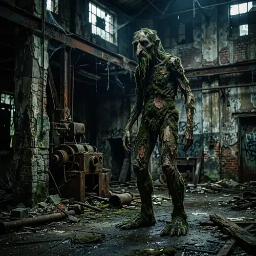 Creepy and Dark Creature in Abandoned Space