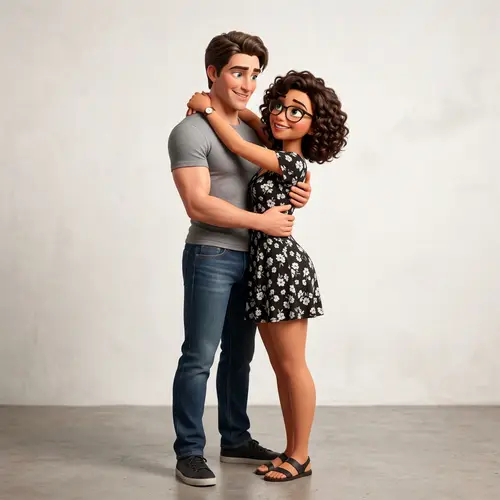 Pixar Style Couple Illustration - Unique Art