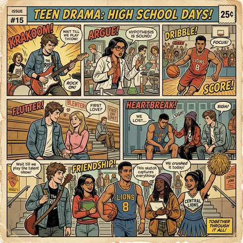 Vintage Comic Book Teenage Drama - High School Adventures