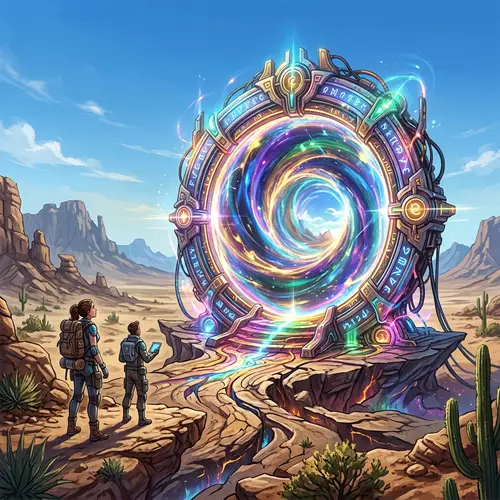 Whimsical Futuristic Portal Illustration