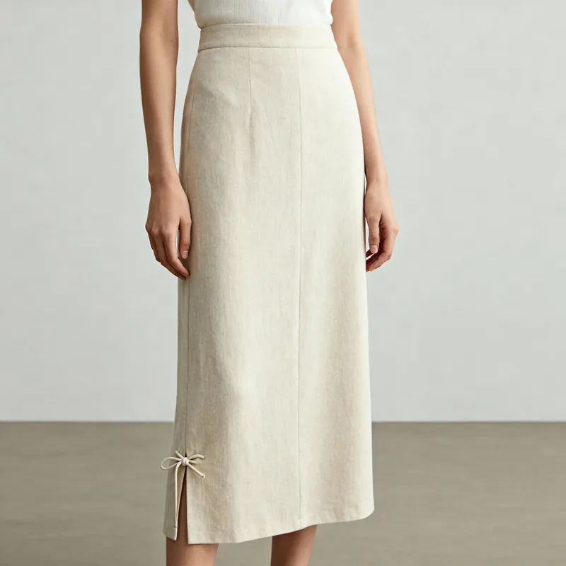 Elegant Long Skirt with Minimalist Knot Details