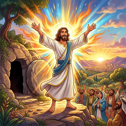 Bold Risen Jesus Surrounded by Courageous Rays