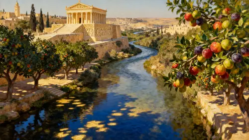 Ezekiel's Serene River Scene - Oil Painting