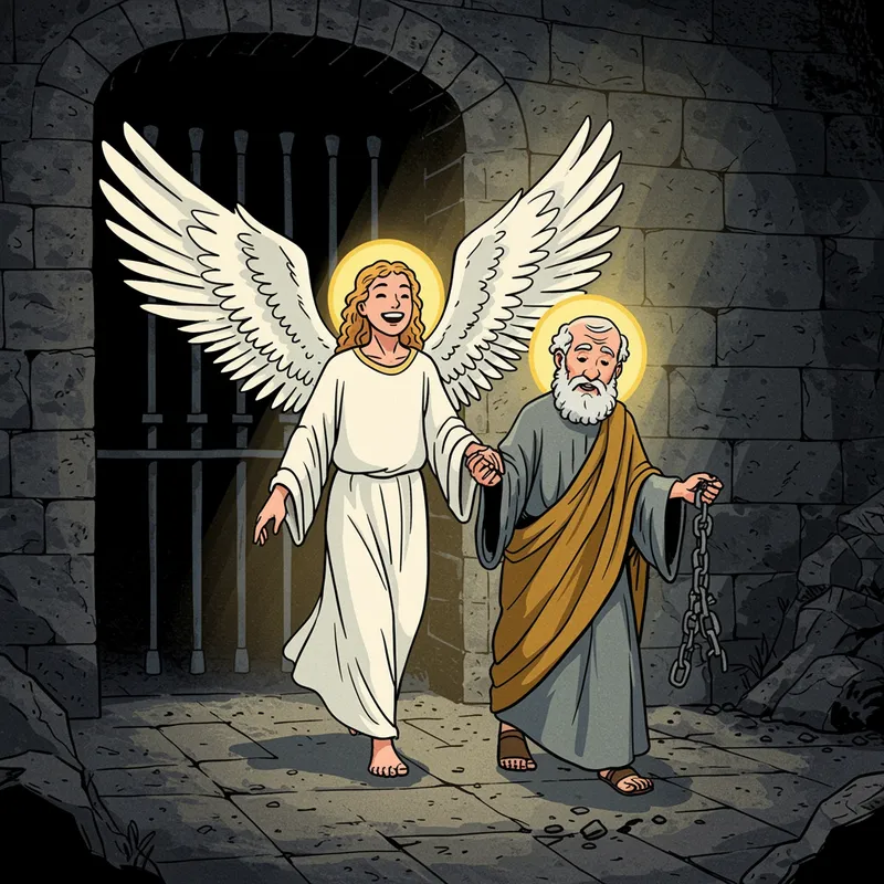 Angel and St. Peter Escape from Dark Prison