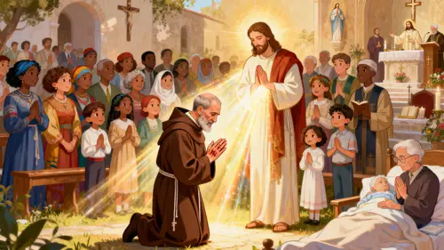 Inspiring St. Padre Pio Cartoon Art