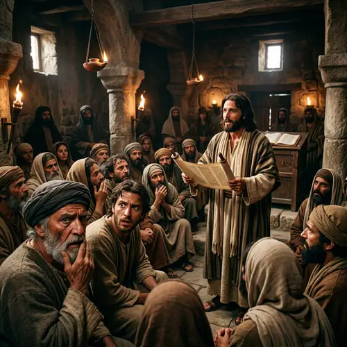Jesus Teaching in a Village Synagogue