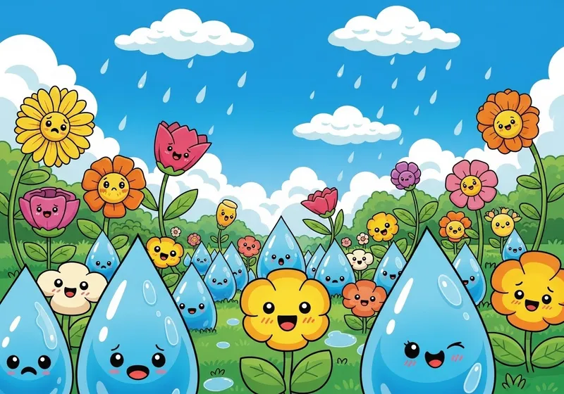 Blooming Garden Illustration After Rain