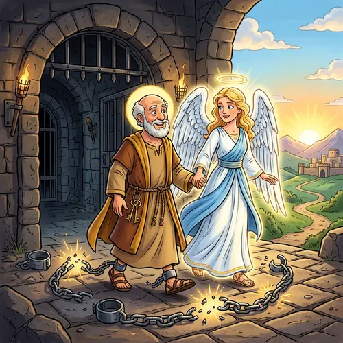 Angel and St. Peter Escape from Dark Prison