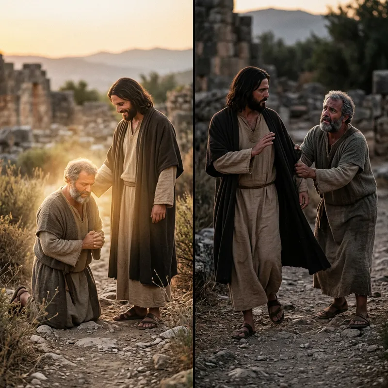 St. Peter and Jesus: Blessing vs. Rebuke Scene St. Peter and Jesus: Blessing vs. Rebuke Scene