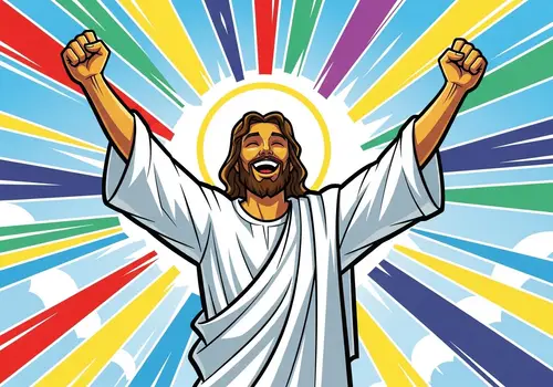Bold Risen Jesus Surrounded by Courageous Rays