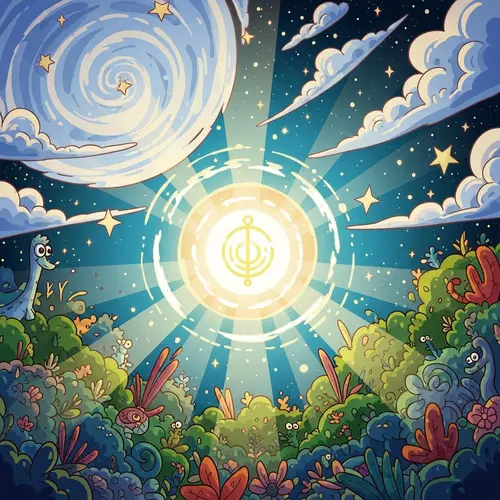 Colorful Creation of the World with Wisdom Symbol