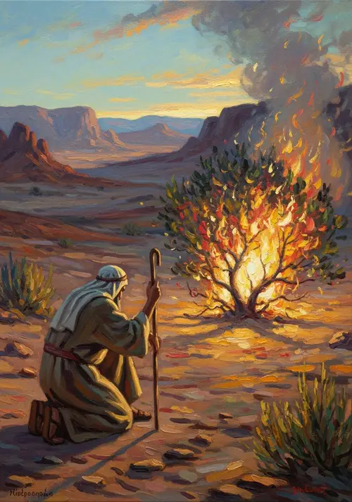 Impressionist Art of Moses and the Burning Bush