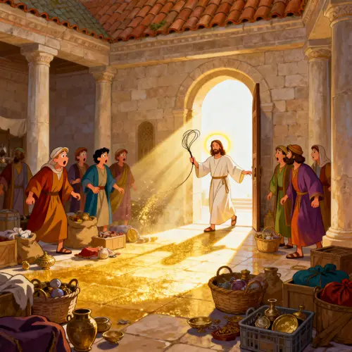 Cartoon of Jesus Cleansing the Temple
