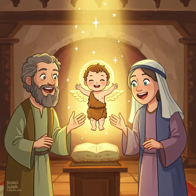 John the Baptist's Joyful Celebration Cartoon