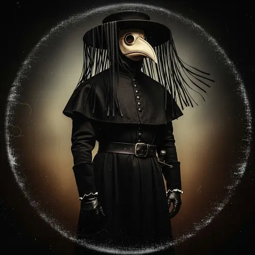 1950s Style Album Cover with Plague Doctor