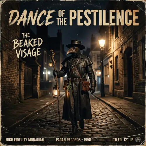 1950s Style Album Cover with Plague Doctor