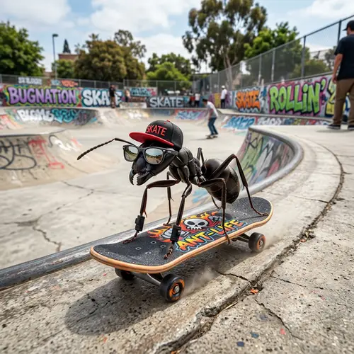 Anime Ant on Skateboard with Sunglasses - Big Image