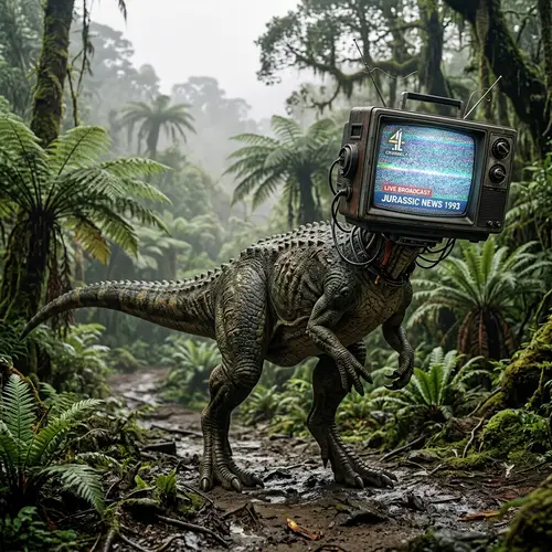 Dinosaur with a TV Head: A Unique Creation