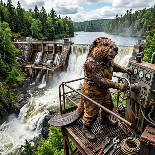 Female Beaver-Like Creature Maintaining Hydropower Dam
