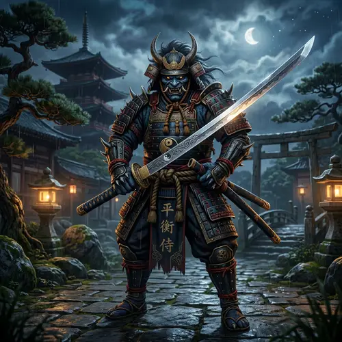 Oni Samurai Embracing Yin and Yang | Mythical Creature Art